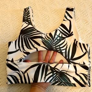 DYI crop bra and leggings set. Palm print